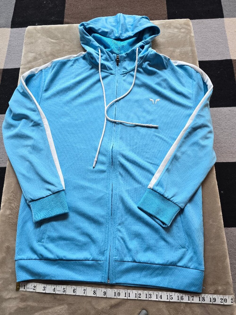 SQUATWOLF True Athletic Fit Full-Zip Gym Hoodie - Light Blue - Size Medium